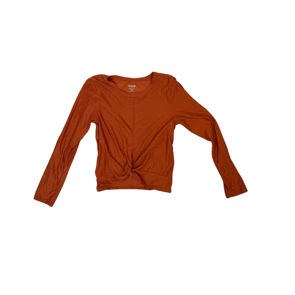 Old Navy Active Girls Cloud 94 Soft Twist Front Long Sleeve Top Rust L 10-12